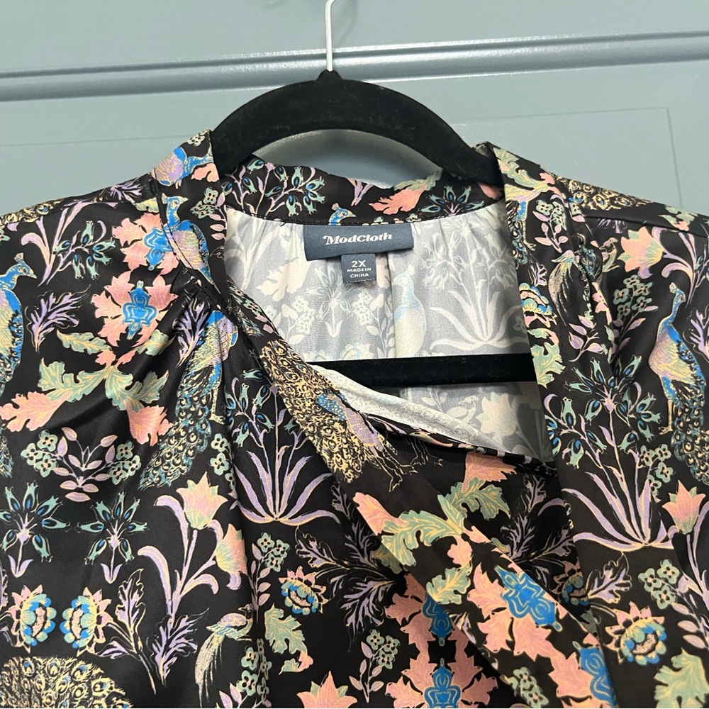 Modcloth Peacock Print Sleeveless Blouse Plus Size 2x - Picture 4 of 5